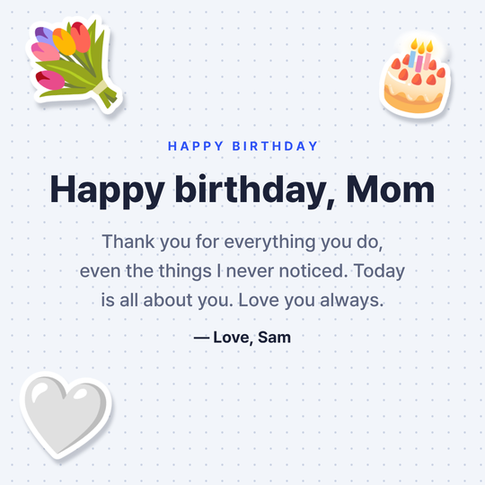 Happy birthday image for mom (canvas background)