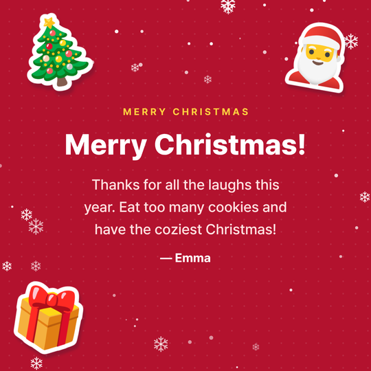 Christmas card image for a friend (red background)