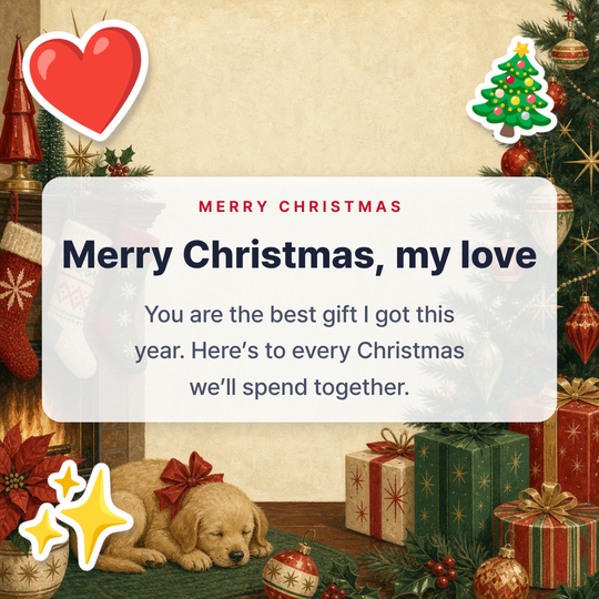 Merry Christmas image for a partner (fireplace illustration)