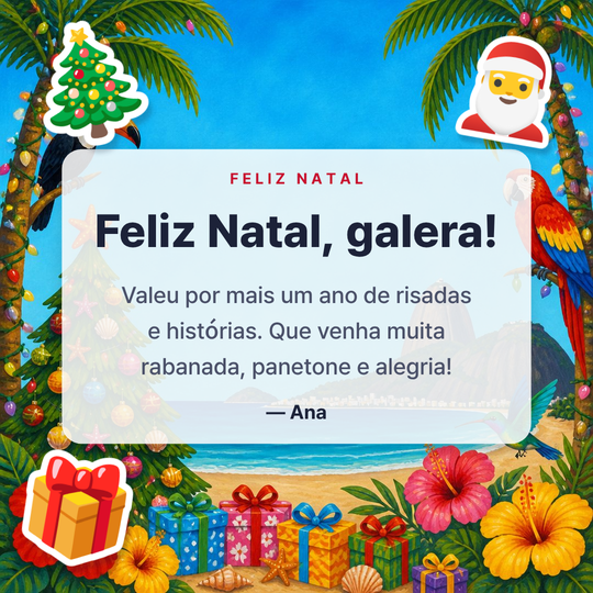 Imagem de Feliz Natal para amigos (Natal na praia ilustrado)