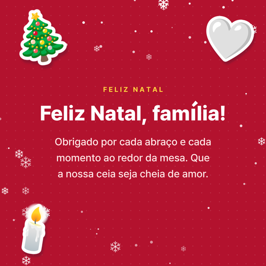 Cartão de Natal para a família (fundo vermelho)
